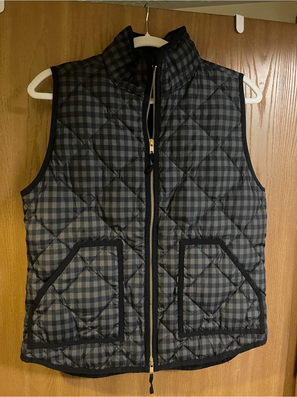 J.Crew Quilted Check Vest - Black/Grey